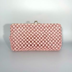 Pink hand beaded clutch